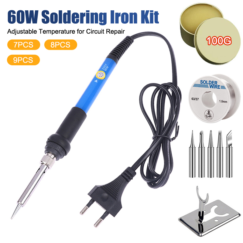 Diy Electronics Hobby - ชุดหัวแร้งบัดกรีไฟฟ้าปรับอุณหภูมิได้ 220V 60W พร้อมหัวแร้งสำหรับงาน DIY ซ่อมวงจร