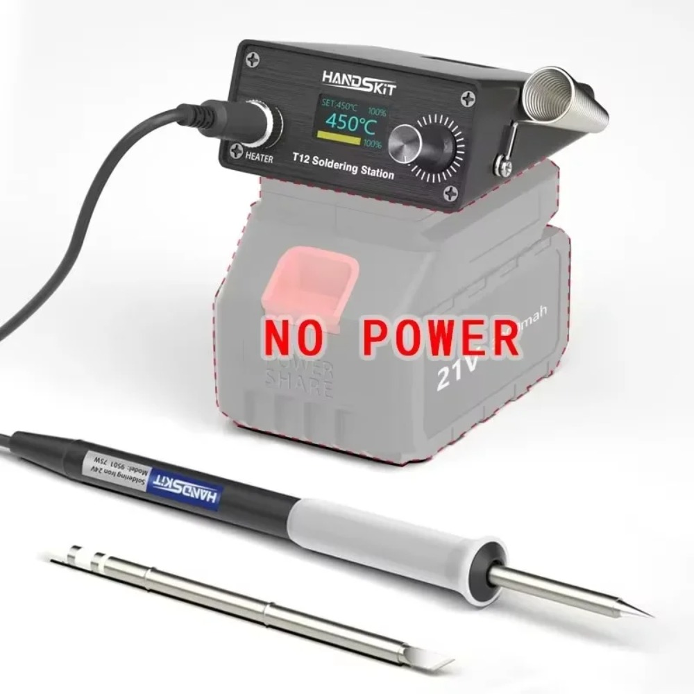 Diy Soldering Station No Electronics - สถานีบัดกรีแบบพกพาไร้สาย T12 – เครื่องมือเชื่อมแบบปรับอุณหภูมิแบบดิจิตอลสำหรับการซ่อมแซมอุปกรณ์อิเล็กทรอนิกส์และการเชื่อม DIY