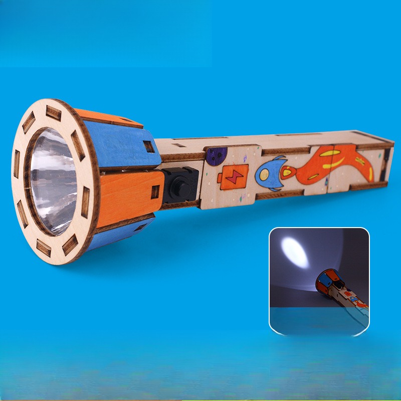 Diy Electronics Projects For Kids - DIY ไม้ชุดไฟฉายการศึกษาฟิสิกส์การทดลองวิทยาศาสตร์มือประกอบโครงการอิเล็กทรอนิกส์สําหรับเด็กของขวัญของเล่นสร้างสรรค์