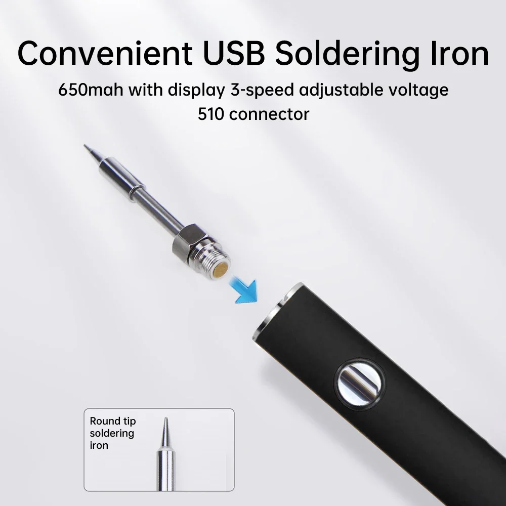 Flux Pen Electronics - 510 ชุดหัวแร้งอัจฉริยะปรับแรงดันไฟฟ้า USB ขับเคลื่อนที่สมบูรณ์แบบสําหรับผู้ที่ชื่นชอบอุปกรณ์อิเล็กทรอนิกส์และงาน DIY