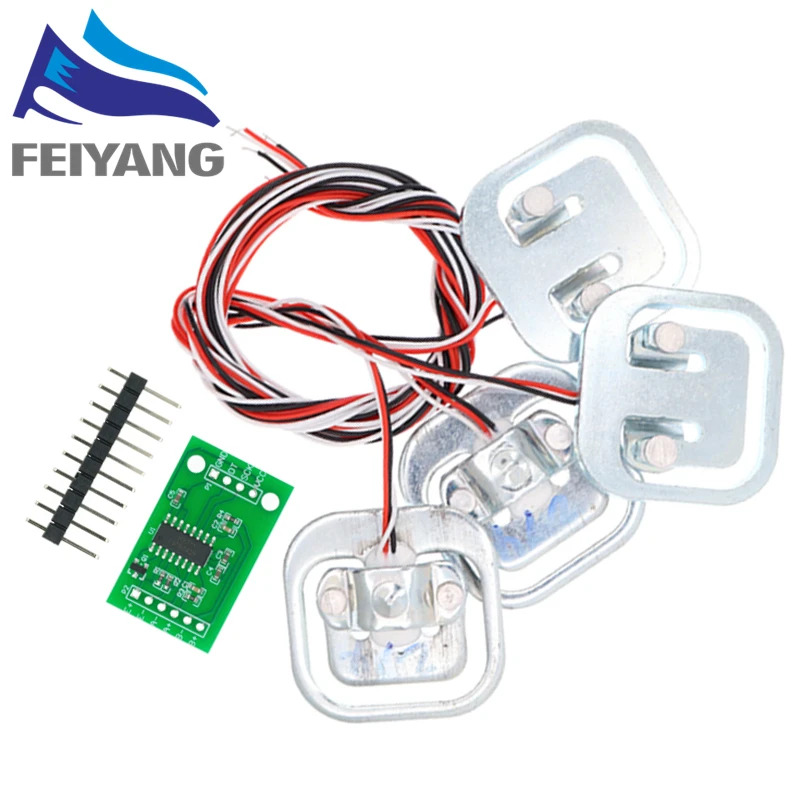 Diy Electronics Load Cell - 4PCS เครื่องชั่งน้ำหนักมนุษย์เซ็นเซอร์น้ำหนักโหลดเซลล์ + HX711 AD โมดูลเซ็นเซอร์น้ำหนักอิเล็กทรอนิกส์ความดัน