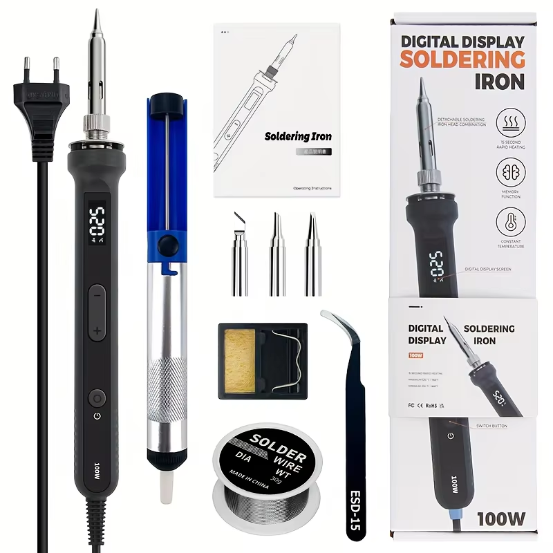 Diy Electronics For Home - ชุดเครื่องมือบัดกรีดิจิตอล 100W ปรับอุณหภูมิได้ สำหรับซ่อมมอเตอร์ไซค์และซ่อมวงจรอิเล็กทรอนิกส์
