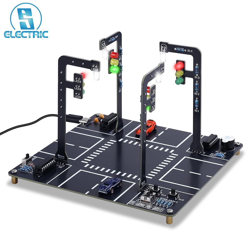 Diy Electronics Projects For Adults - ชุดจำลองไฟสัญญาณจราจรแบบ LED พร้อมชุดบัดกรีและเสียง ชุดอุปกรณ์อิเล็กทรอนิกส์ STEM สำหรับการศึกษา