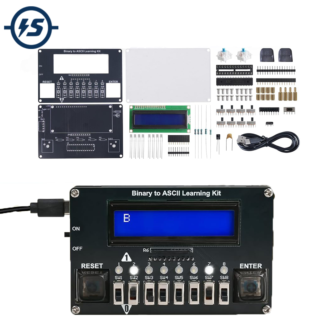 Diy Electronics Projects For Adults - ชุดอุปกรณ์อิเล็กทรอนิกส์ DIY สำหรับส่งสัญญาณโค้ด ASCII แบบไบนารี พร้อมจอ